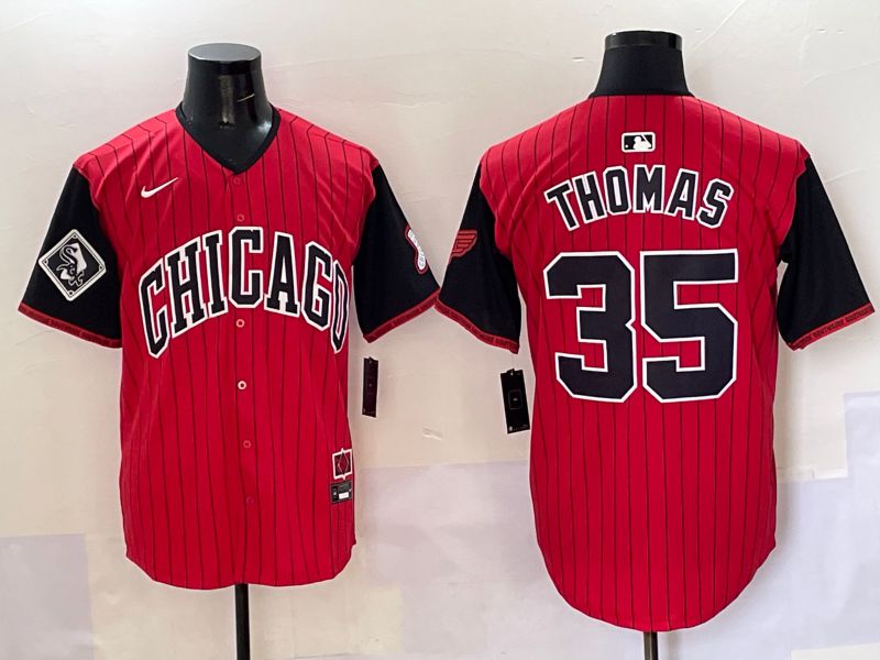 Men 2025 Chicago White Sox #35 Thomas Red Stripe Joint Name Nike MLB Jersey style 43->chicago white sox->MLB Jersey